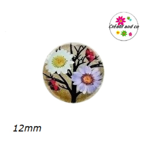 X2 cabochons arbre fleuri 12mm