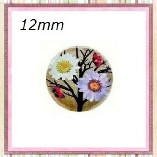 X2 cabochons arbre fleuri 12mm