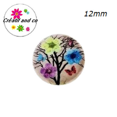 X2 cabochons arbre fleuri 12mm