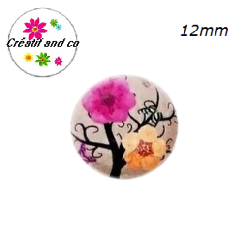 X2 cabochons arbre fleuri 12mm