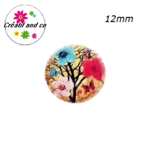 X2 cabochons arbre fleuri 12mm