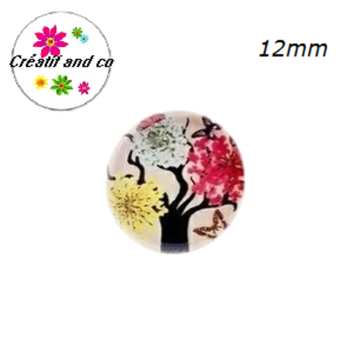 X2 cabochons arbre fleuri 12mm