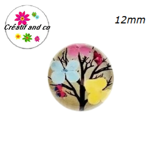 X2 cabochons arbre fleuri 12mm