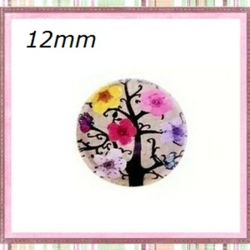 X2 cabochons arbre fleuri 12mm