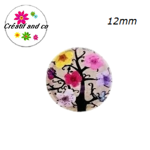 X2 cabochons arbre fleuri 12mm