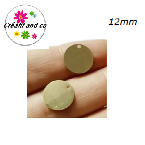 X2 breloques petit cercle doré laiton 12mm