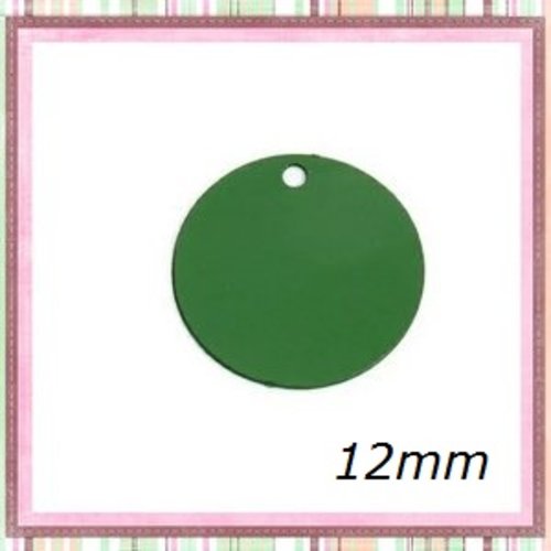 X2 breloques petit cercle vert laiton 12mm