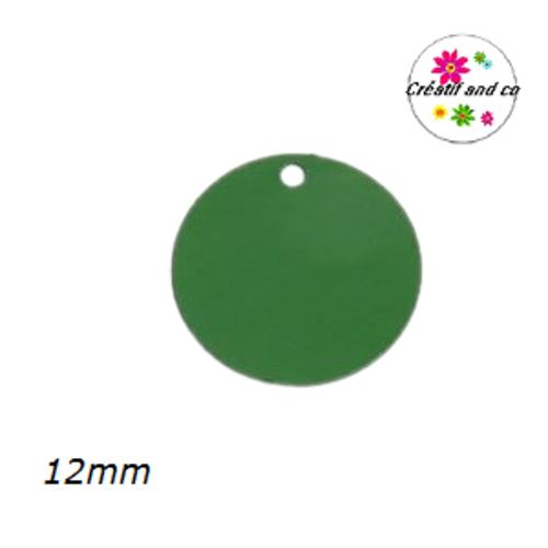 X2 breloques petit cercle vert laiton 12mm