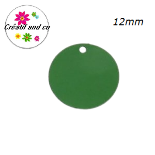 X2 breloques petit cercle vert laiton 12mm
