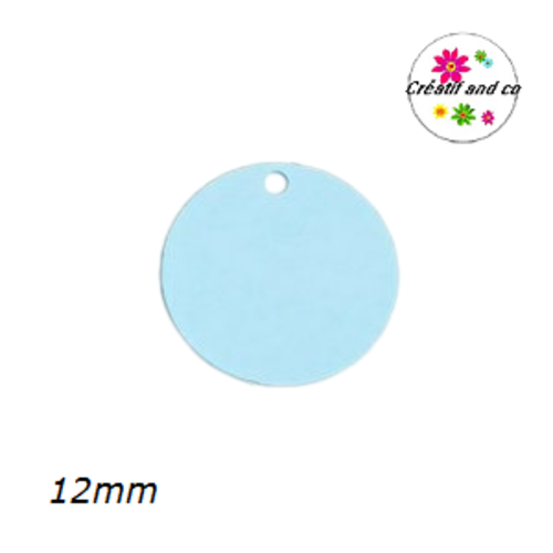 X2 breloques petit cercle bleu clair laiton 12mm