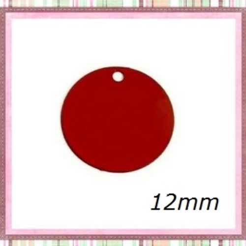 X2 breloques petit cercle rouge laiton 12mm
