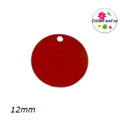 X2 breloques petit cercle rouge laiton 12mm