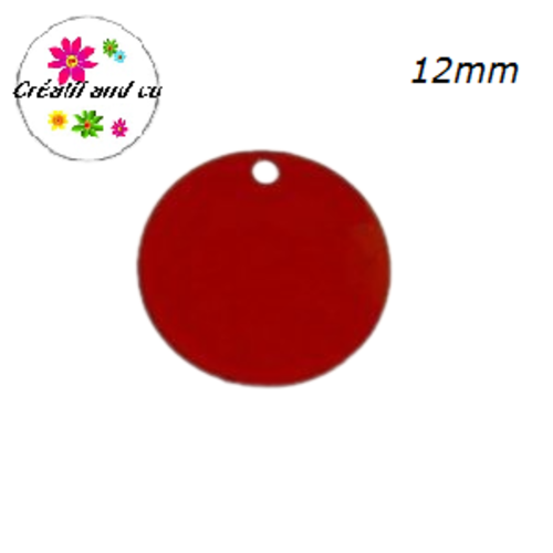 X2 breloques petit cercle rouge laiton 12mm