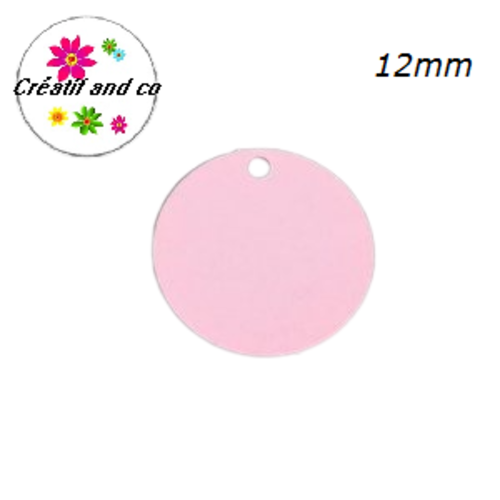 X2 breloques petit cercle rose laiton 12mm