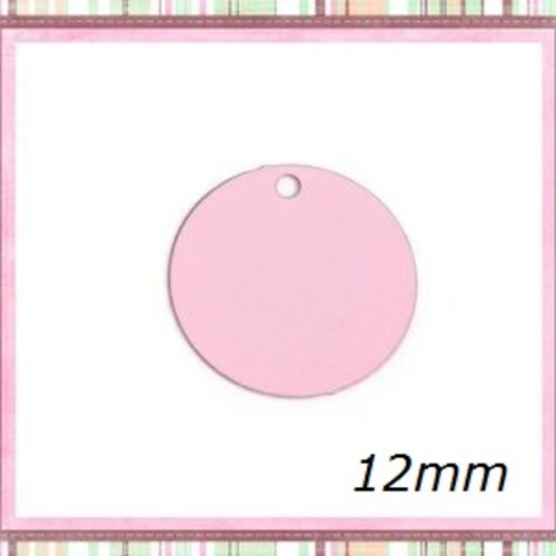 X2 breloques petit cercle rose laiton 12mm