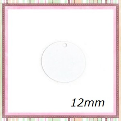 X2 breloques petit cercle blanc laiton 12mm