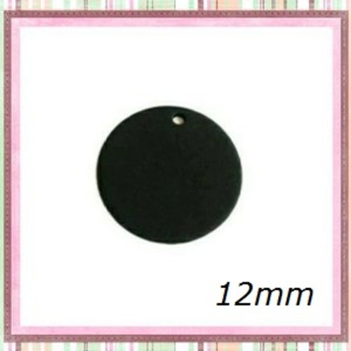 X2 breloques petit cercle noir laiton 12mm