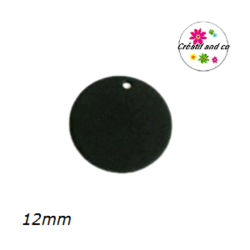 X2 breloques petit cercle noir laiton 12mm