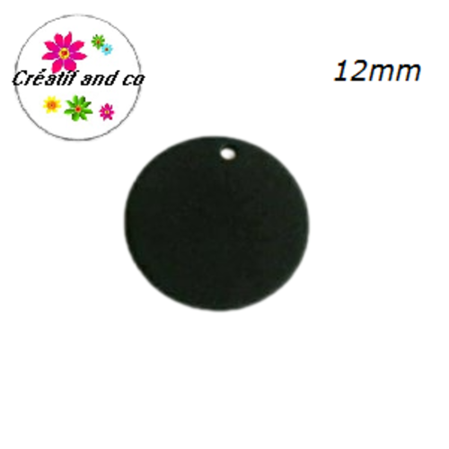 X2 breloques petit cercle noir laiton 12mm