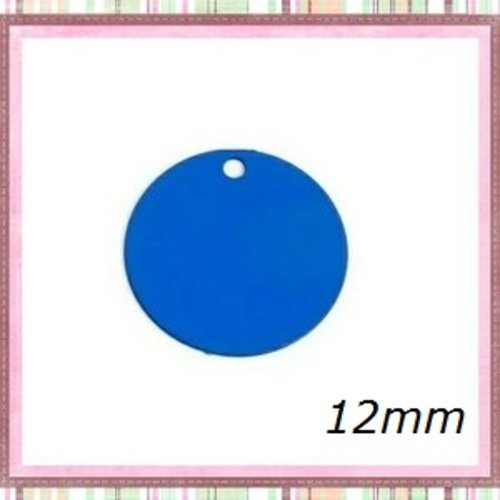 X2 breloques petit cercle bleu laiton 12mm