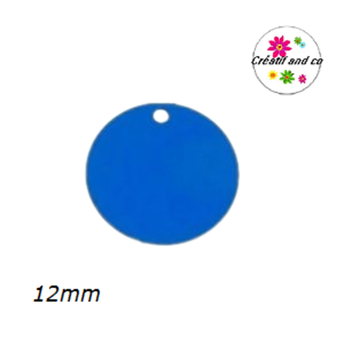 X2 breloques petit cercle bleu laiton 12mm