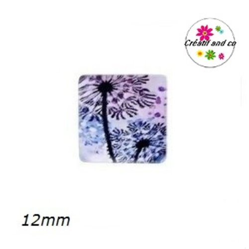 X2 cabochons carrés pissenlit 12mm