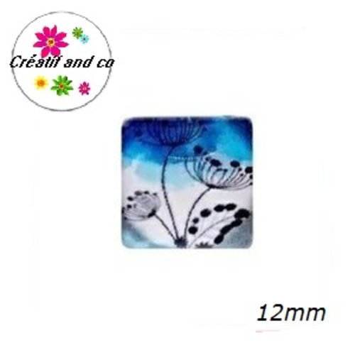 X2 cabochons carrés pissenlit 12mm