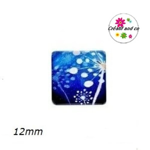 X2 cabochons carrés pissenlit 12mm