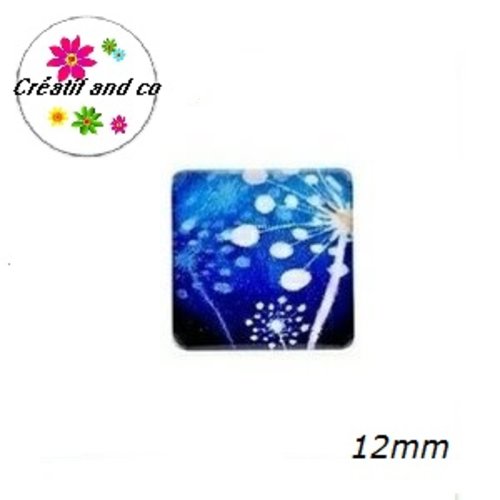 X2 cabochons carrés pissenlit 12mm