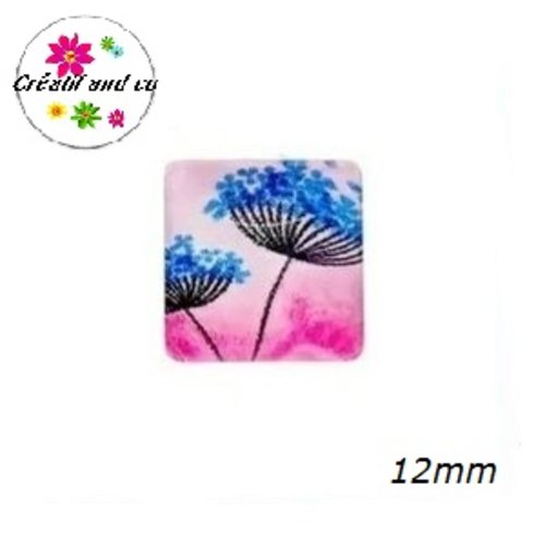 X2 cabochons carrés pissenlit 12mm