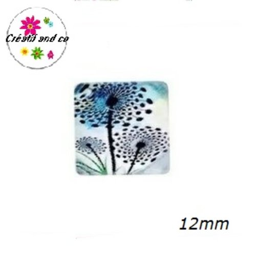 X2 cabochons carrés pissenlit 12mm