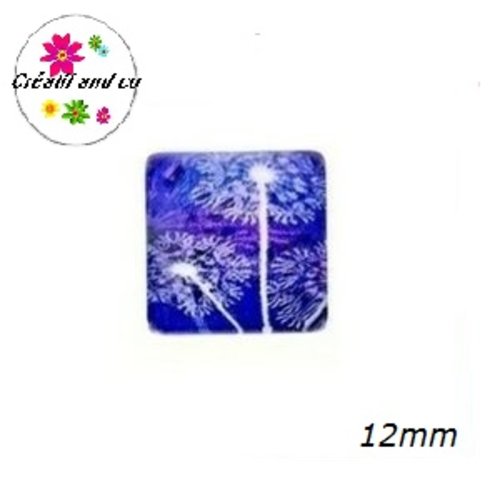 X2 cabochons carrés pissenlit 12mm