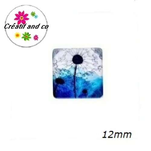 X2 cabochons carrés pissenlit 12mm