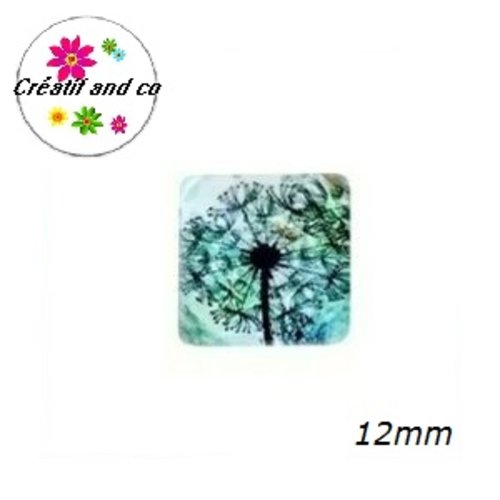 X2 cabochons carrés pissenlit 12mm