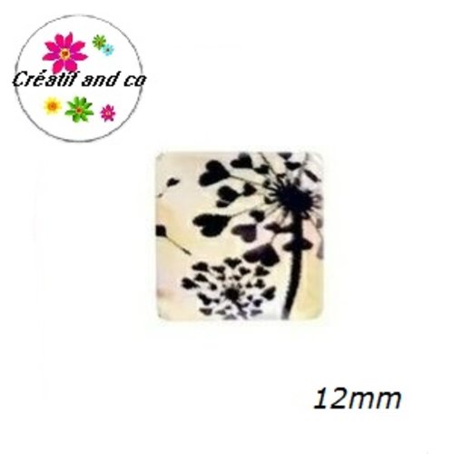X2 cabochons carrés pissenlit 12mm