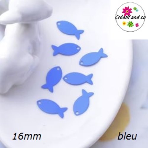 Breloque estampe poisson bleu 16mm