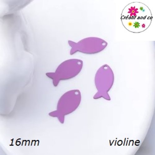 Breloque estampe poisson violine 16mm