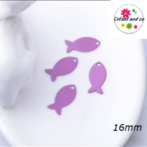 Breloque estampe poisson violine 16mm