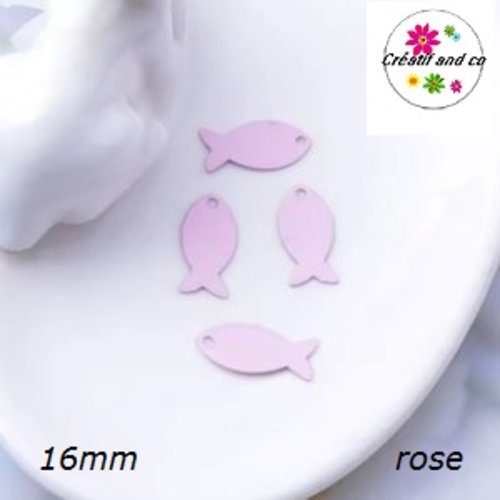 Breloque estampe poisson rose 16mm