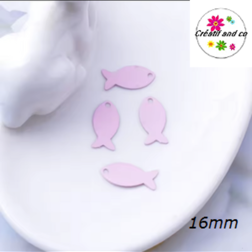 Breloque estampe poisson rose 16mm
