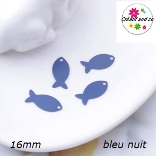 Breloque estampe poisson bleu nuit 16mm