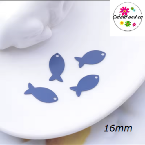 Breloque estampe poisson bleu nuit 16mm