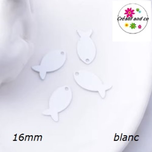 Breloque estampe poisson blanc 16mm