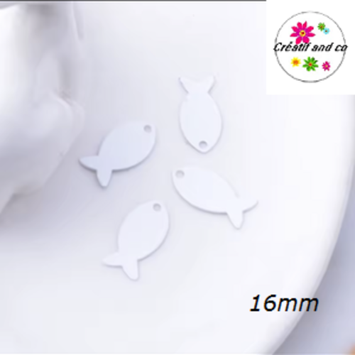Breloque estampe poisson blanc 16mm