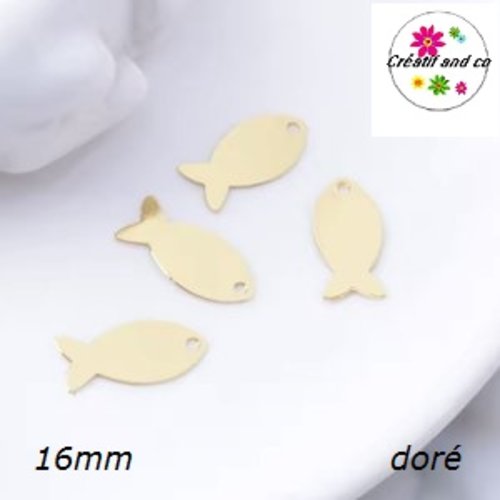 Breloque estampe poisson doré 16mm