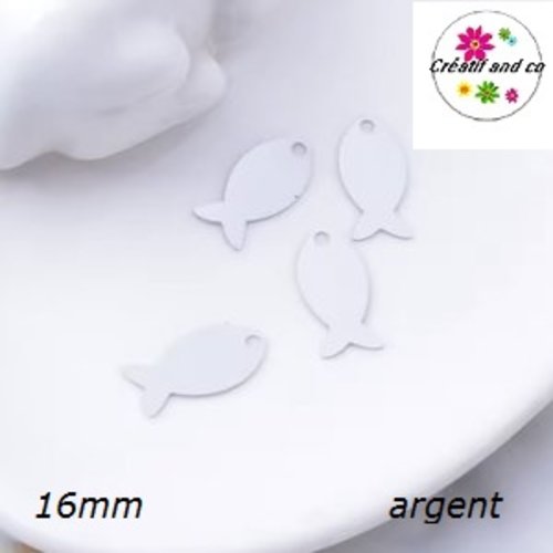 Breloque estampe poisson argent 16mm