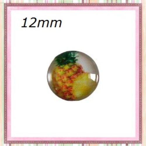 X2 cabochons motif ananas résine 12mm