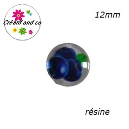 X2 cabochons motif cassis résine 12mm