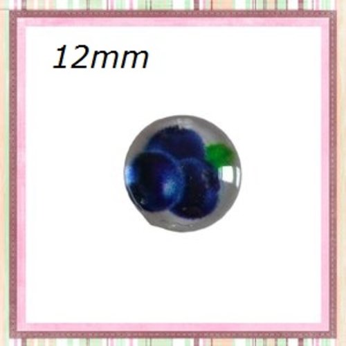 X2 cabochons motif cassis résine 12mm