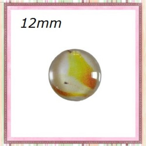 X2 cabochons motif poire résine 12mm